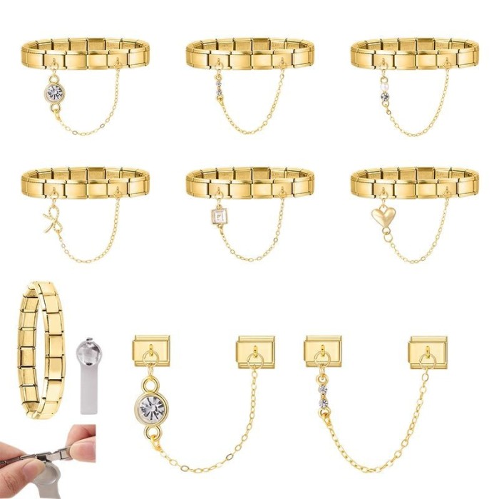 DIY Double Pendant Creative Bracelet Elegant Ring Pendant Gold Jewelry Fashion Fresh Italian Module Accessories