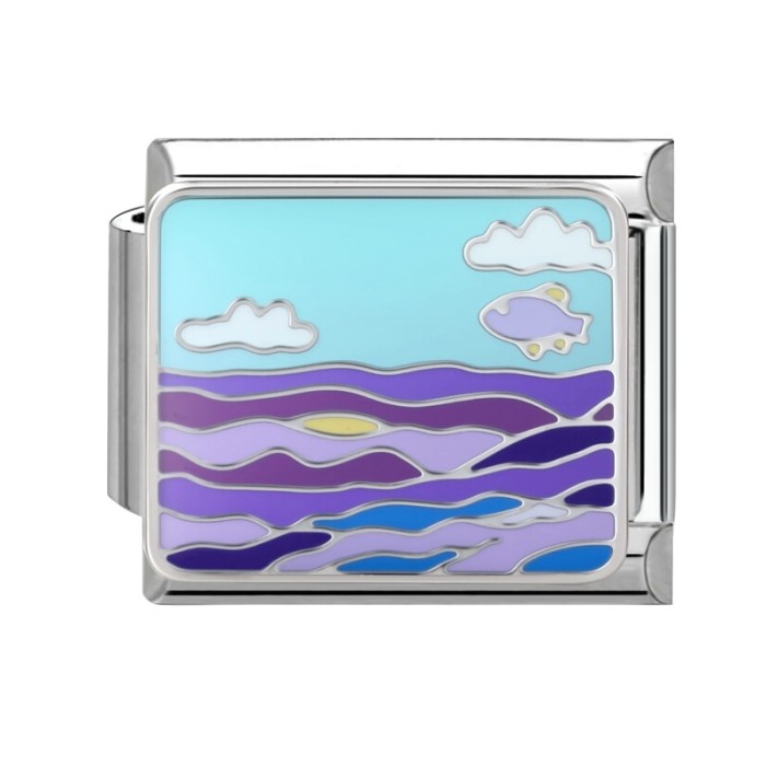 Cross-Border Charm DIY Creative Italian Steel Bottom Ocean Module Blue Series Jewelry Handmade Craft Bracelet Accessories