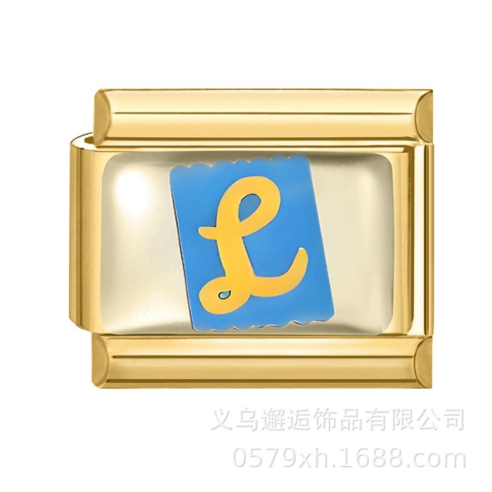Cross-Border Hot Selling Gold Bottom Letter Series Multi-Functional Italian Creative DIY Splicable EU Module Bracelet
