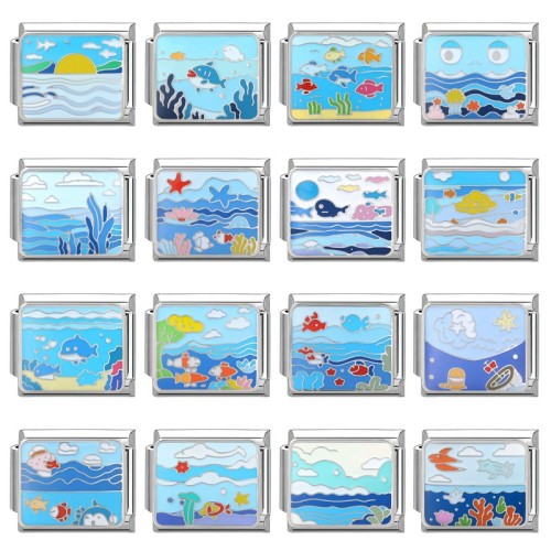 Cross-Border Magic DIY Creative Italian Steel Bottom Ocean Module EU Jewelry Handmade Craft Bracelet Accessories