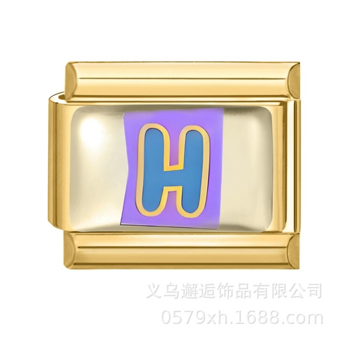 Cross-Border Hot Selling Gold Bottom Letter Series Multi-Functional Italian Creative DIY Splicable EU Module Bracelet