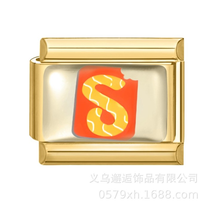 Cross-Border Hot Selling Gold Bottom Letter Series Multi-Functional Italian Creative DIY Splicable EU Module Bracelet