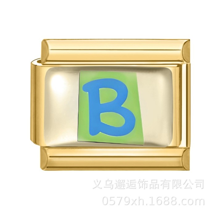 Cross-Border Hot Selling Gold Bottom Letter Series Multi-Functional Italian Creative DIY Splicable EU Module Bracelet