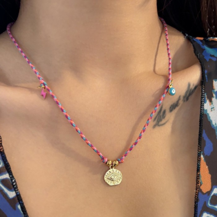 European and American Valentine's Day Color Tarot Necklace Special-Interest Design XINGX Eye Pendant Gold Plated Color Retention