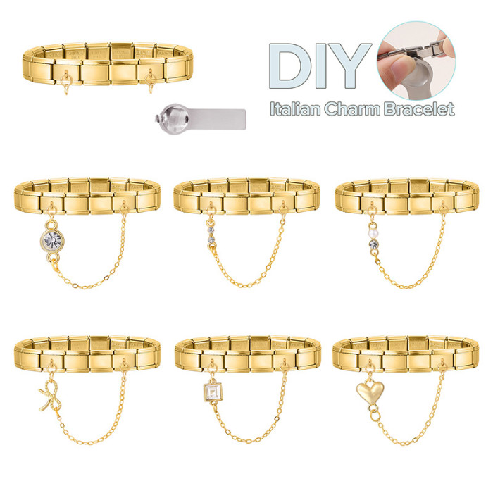 DIY Double Pendant Creative Bracelet Elegant Ring Pendant Gold Jewelry Fashion Fresh Italian Module Accessories