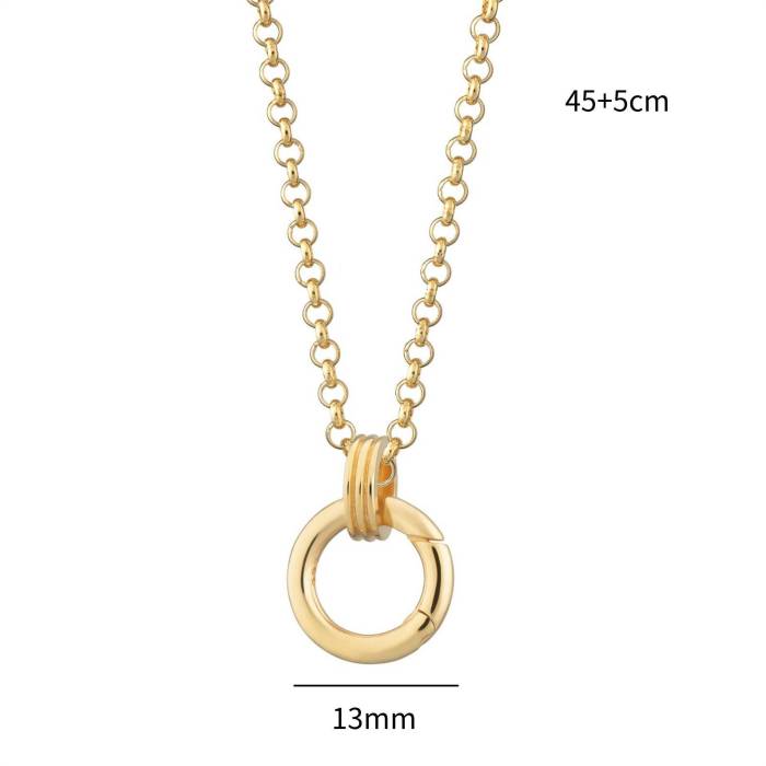 In Stock Stainless Steel DIY Basic Adjustable Chain Collection Heart Round Necklace Furnace Vacuum Plating 18K Gold Color Retention