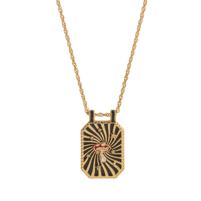 Artistic Retro Style Tarot Card Necklace Sun Moon Eight-Pointed Star Heart Planet Desert Necklace