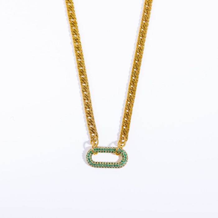 Cross-Border Hot Sale Retro British Style Niche In Trend Zircon Full Diamond Square Braided Titanium Steel Chain