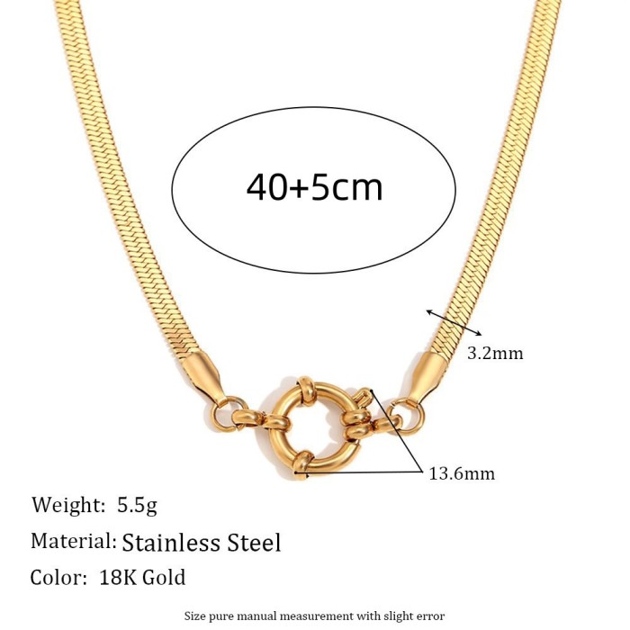 In Stock Stainless Steel DIY Basic Adjustable Chain Collection Heart Round Necklace Furnace Vacuum Plating 18K Gold Color Retention