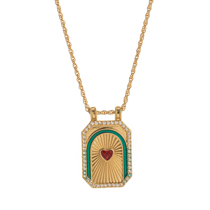 Artistic Retro Style Tarot Card Necklace Sun Moon Eight-Pointed Star Heart Planet Desert Necklace