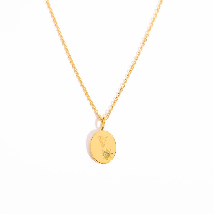 Same Day Shipping Stainless Steel 26 Letters Zircon Pendant 12 Constellations Titanium Steel Necklace 18K Gold Plated