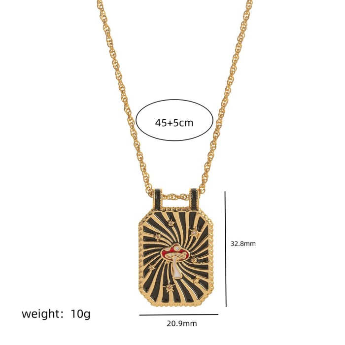 Artistic Retro Style Tarot Card Necklace Sun Moon Eight-Pointed Star Heart Planet Desert Necklace