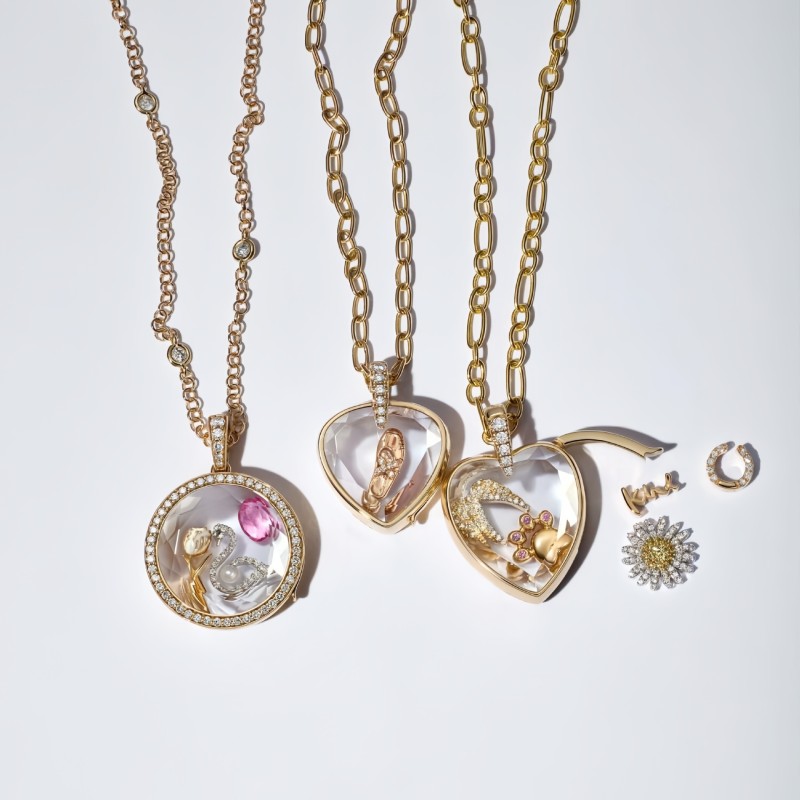 Cross-Border New Product Round Heart Inlaid Diamond Glass Box Necklace DIY Flower Ballet Accessories Mother's Day Colorful Gift