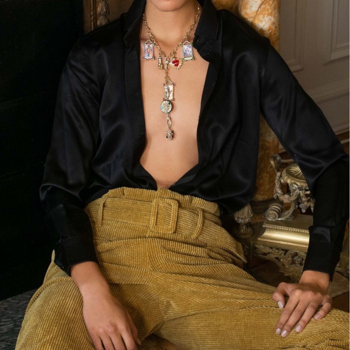 Bohemian Style Large Square Tarot Card Necklace for Women Sun Moon Demon Eye Necklace Heart Long Necklace