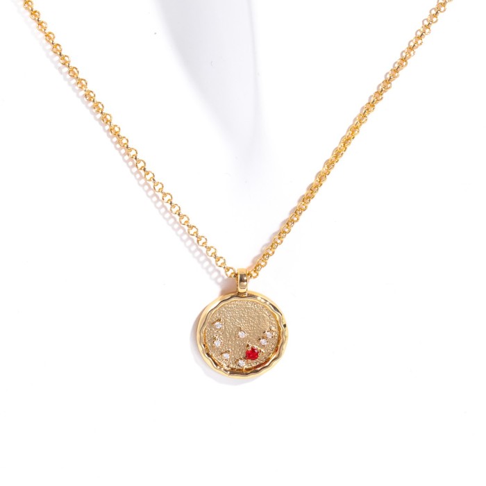 Finished Necklace Cross-Border New Product December Birthstone Zircon 12 Constellations Zodiac Necklace 18K Gold Plated
