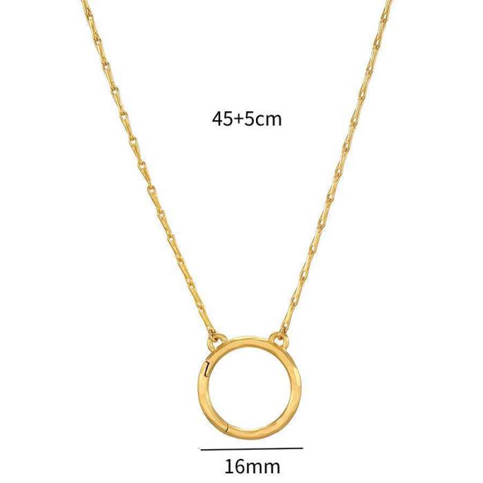 In Stock Stainless Steel DIY Basic Adjustable Chain Collection Heart Round Necklace Furnace Vacuum Plating 18K Gold Color Retention
