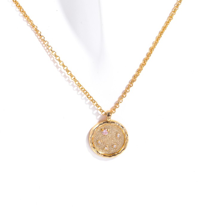 Finished Necklace Cross-Border New Product December Birthstone Zircon 12 Constellations Zodiac Necklace 18K Gold Plated