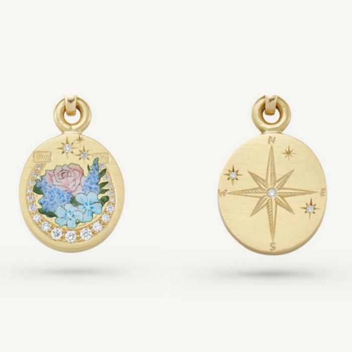 European and American Cross-Border Painted Rabbit Flower Four-Leaf Clover Warrior Guardian Tarot Necklace Vacuum Electroplated 18k Real Gold