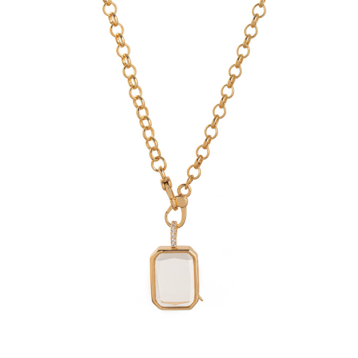 European and American Retro Personality Photo Box Pendant Necklace Openable DIY Pendant Hollow Design Transparent Box 18K Gold Color Retention