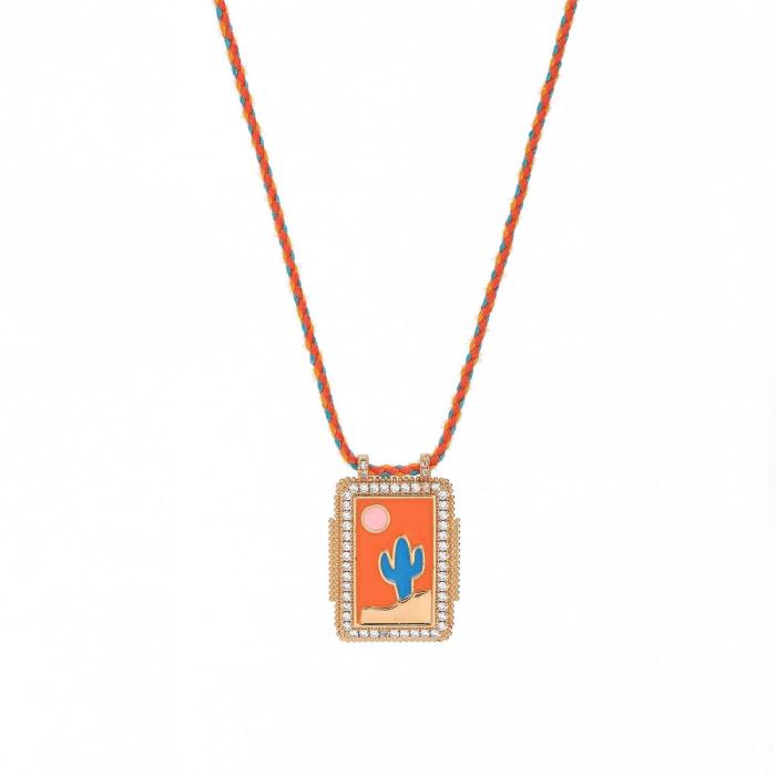 Cross-Border Hot-Selling Jewelry New Square Bohemian Artistic Retro Style Tarot Card Necklace Women's Rope Long Necklace