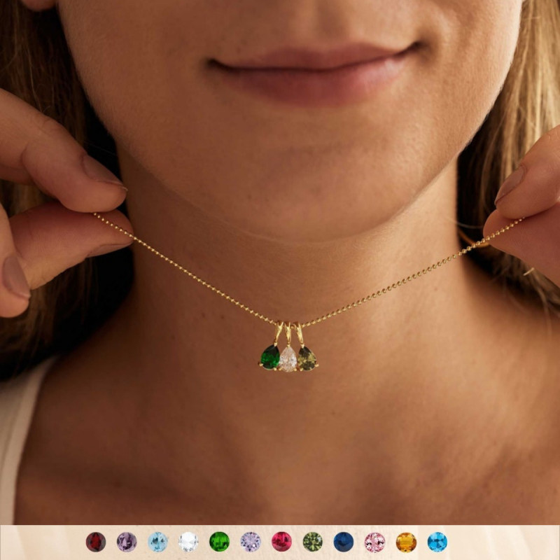 Titanium Steel High Color Retention DIY Accessories Twelve Birthstone Necklace Ins12 Birthstone Water Drop Pendant 18K Gold