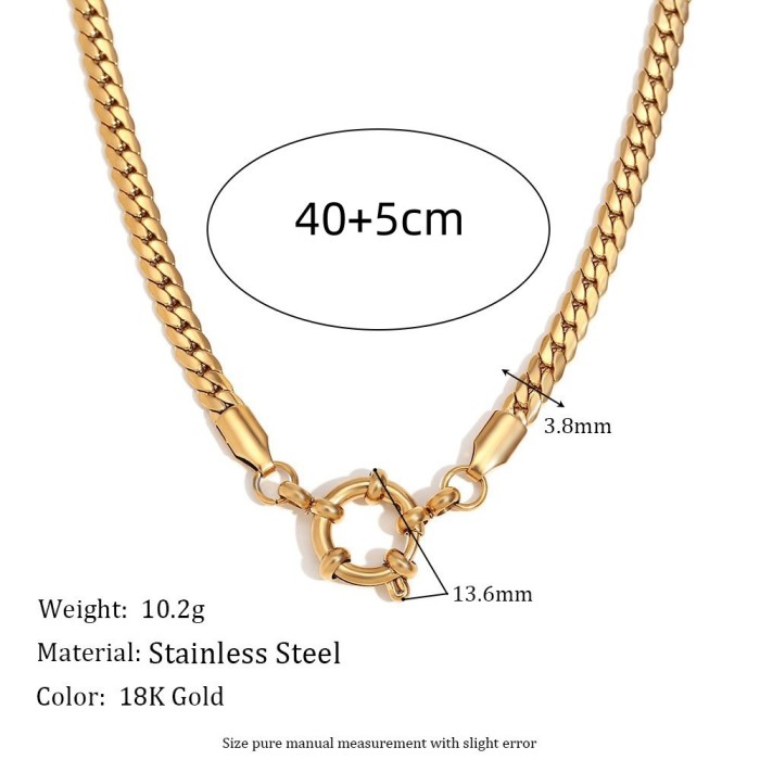 In Stock Stainless Steel DIY Basic Adjustable Chain Collection Heart Round Necklace Furnace Vacuum Plating 18K Gold Color Retention