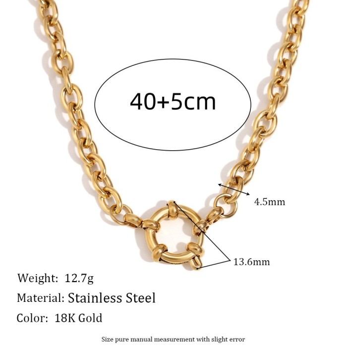 In Stock Stainless Steel DIY Basic Adjustable Chain Collection Heart Round Necklace Furnace Vacuum Plating 18K Gold Color Retention