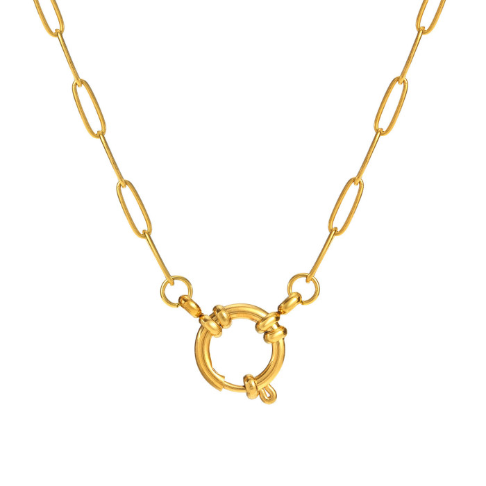 In Stock Stainless Steel DIY Basic Adjustable Chain Collection Heart Round Necklace Furnace Vacuum Plating 18K Gold Color Retention