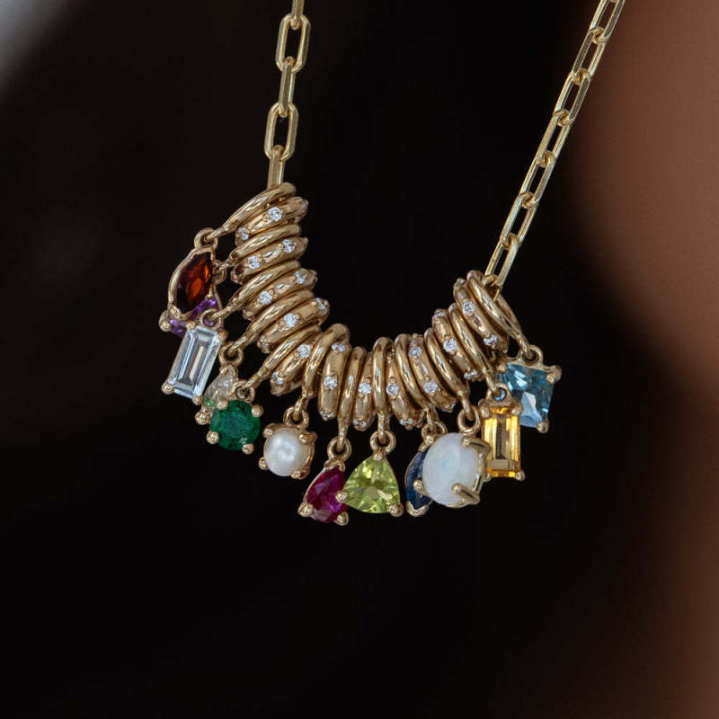 In Stock Classic Element DIY December Birthstone Pendant for Women Mother's Day Color Retention Vacuum Furnace Plated 18K Gold