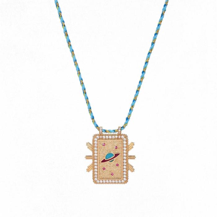 Cross-Border Hot-Selling Jewelry New Square Bohemian Artistic Retro Style Tarot Card Necklace Women's Rope Long Necklace