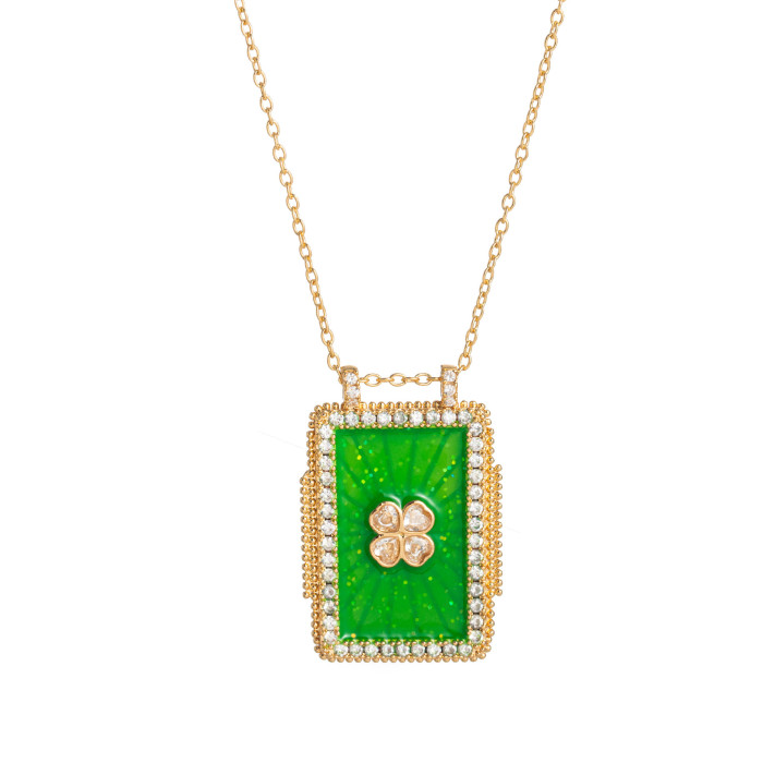 Cross-Border Hot-Selling Jewelry New Square Bohemian Artistic Retro Style Tarot Card Necklace Women's Rope Long Necklace