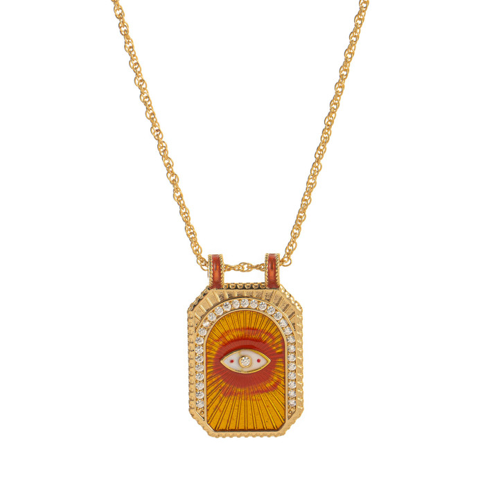 Artistic Retro Style Tarot Card Necklace Sun Moon Eight-Pointed Star Heart Planet Desert Necklace