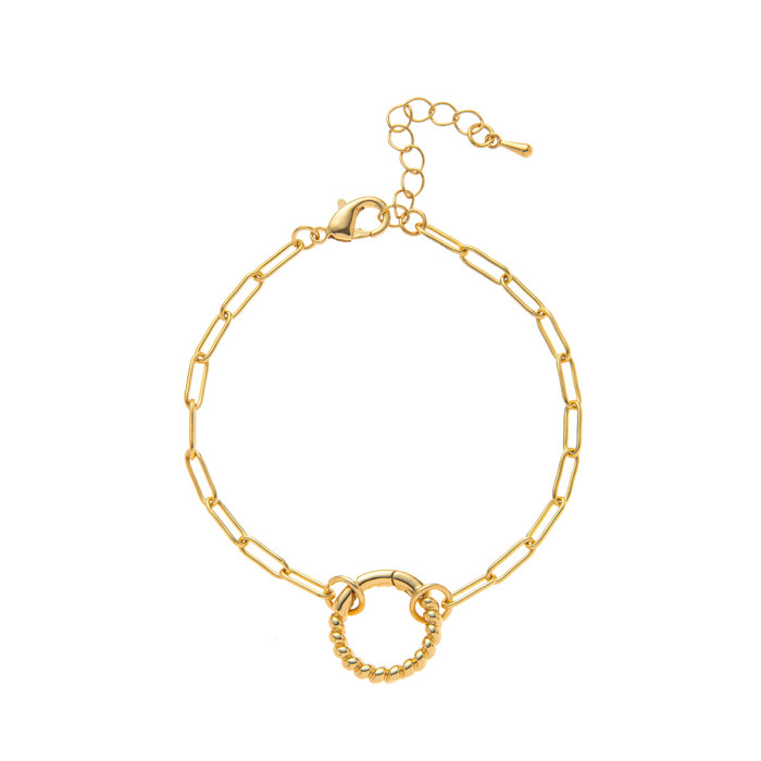 Independent Station Live Mouth Circle Necklace Heart Round Pendant Necklace Ins Style Bracelet Gold Plated Color Retention