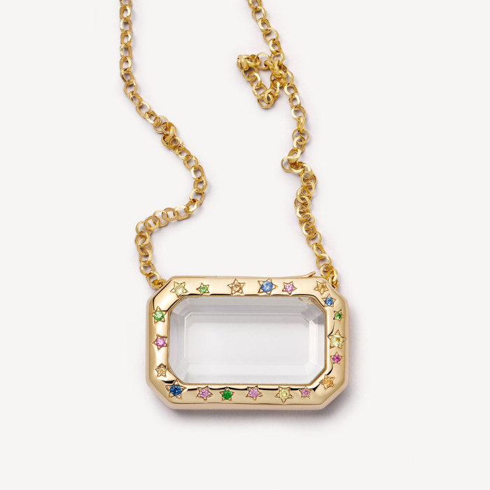 Cross-Border Independent Station Retro Personality Photo Box Pendant Necklace Openable Pendant Hollow Design Transparent Box Clavicle Chain