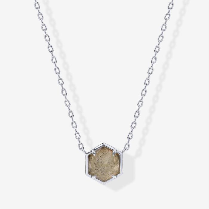 Amazon Hot-Selling New Hexagonal Natural Stone Necklace Niche Design Geometric Hexagonal Collarbone Chain