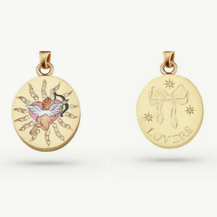 European and American Cross-Border Painted Rabbit Flower Four-Leaf Clover Warrior Guardian Tarot Necklace Vacuum Electroplated 18k Real Gold