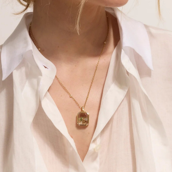 Cross-Border Amazon Simple Transparent Glass Open-Free DIY Necklace Simple Light Luxury Versatile Collarbone Chain