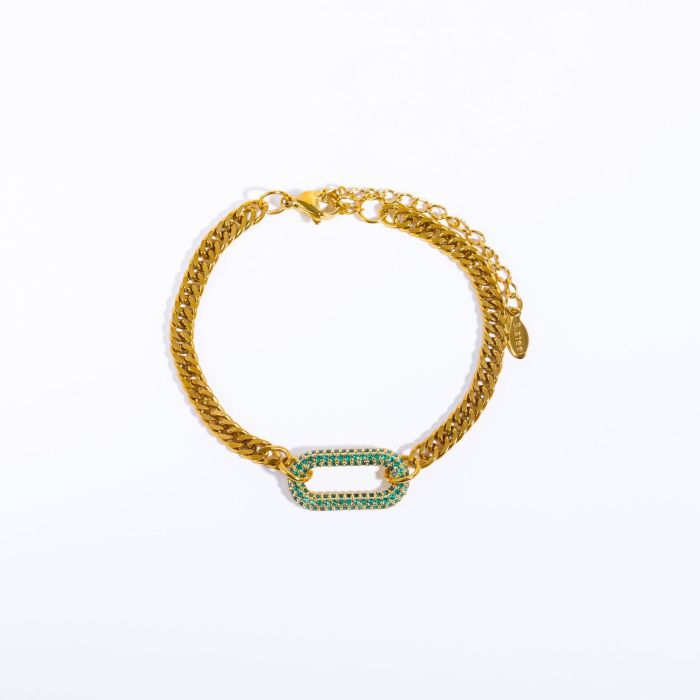 Cross-Border Hot Sale Retro British Style Niche In Trend Zircon Full Diamond Square Braided Titanium Steel Chain