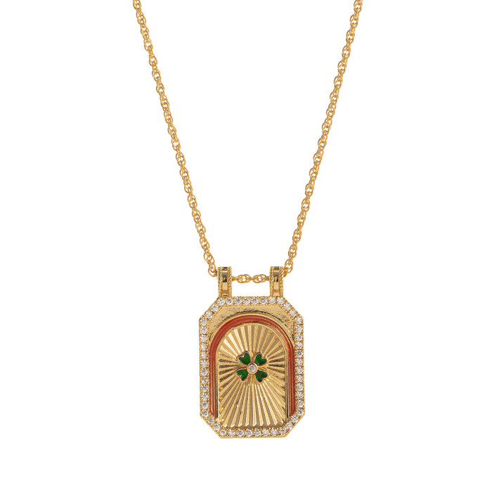 Artistic Retro Style Tarot Card Necklace Sun Moon Eight-Pointed Star Heart Planet Desert Necklace