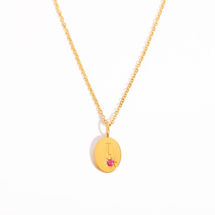 Same Day Shipping Stainless Steel 26 Letters Zircon Pendant 12 Constellations Titanium Steel Necklace 18K Gold Plated