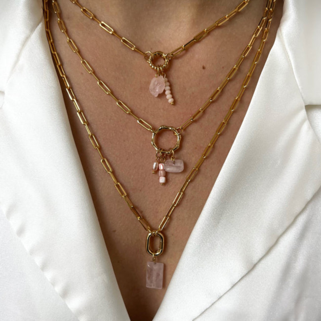 Independent Station Live Mouth Circle Necklace Heart Round Pendant Necklace Ins Style Bracelet Gold Plated Color Retention