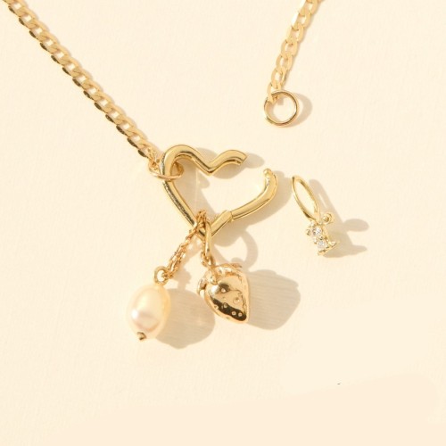 In Stock Stainless Steel DIY Basic Adjustable Chain Collection Heart Round Necklace Furnace Vacuum Plating 18K Gold Color Retention