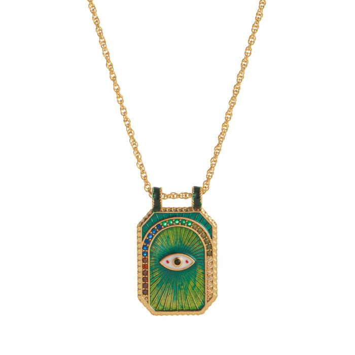 Artistic Retro Style Tarot Card Necklace Sun Moon Eight-Pointed Star Heart Planet Desert Necklace
