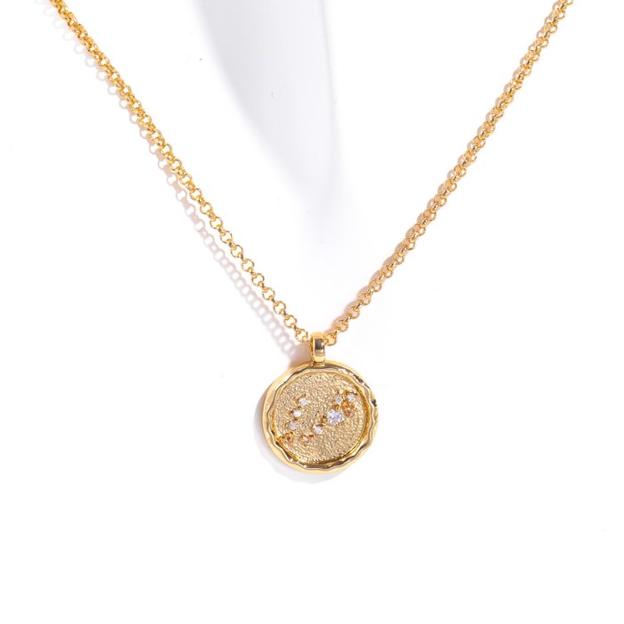 Finished Necklace Cross-Border New Product December Birthstone Zircon 12 Constellations Zodiac Necklace 18K Gold Plated