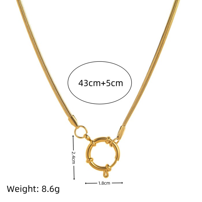 In Stock Stainless Steel DIY Basic Adjustable Chain Collection Heart Round Necklace Furnace Vacuum Plating 18K Gold Color Retention
