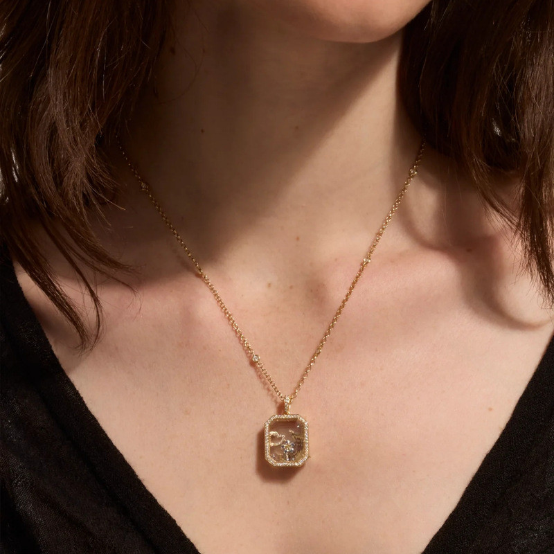 Cross-Border Amazon Simple Transparent Glass Open-Free DIY Necklace Simple Light Luxury Versatile Collarbone Chain