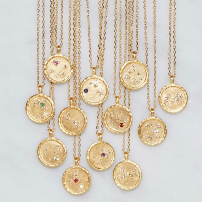 Finished Necklace Cross-Border New Product December Birthstone Zircon 12 Constellations Zodiac Necklace 18K Gold Plated