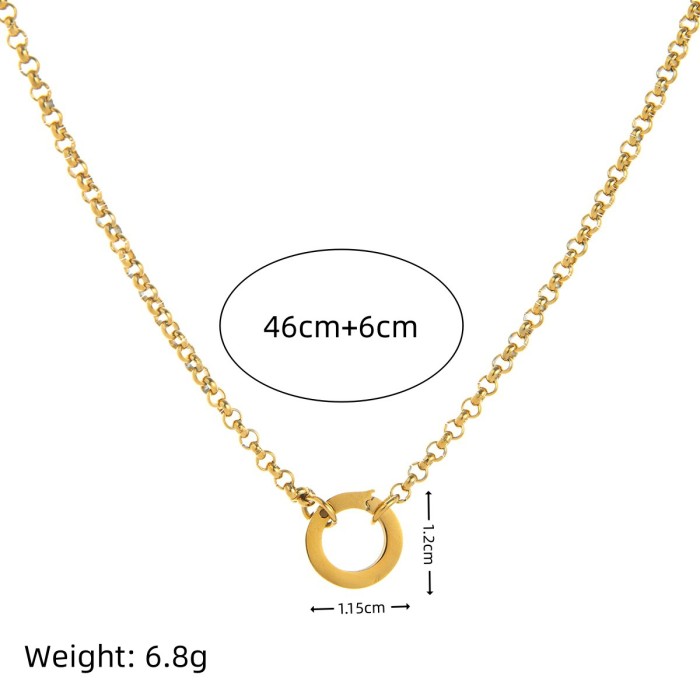 In Stock Stainless Steel DIY Basic Adjustable Chain Collection Heart Round Necklace Furnace Vacuum Plating 18K Gold Color Retention