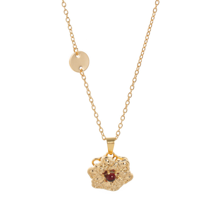 In Stock Rotatable December Flower Rotating Flower Lucky Necklace Elegant Versatile European and American Cross-Border Hot Sale