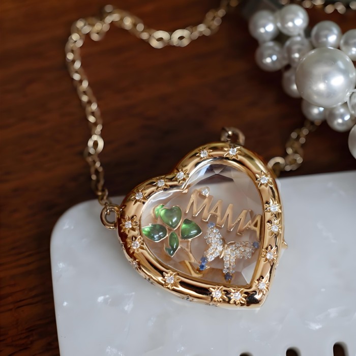 Cross-Border Hot-Selling Transparent Glass Open-Close Design DIY Cute Personalized Necklace Simple Versatile Accessory
